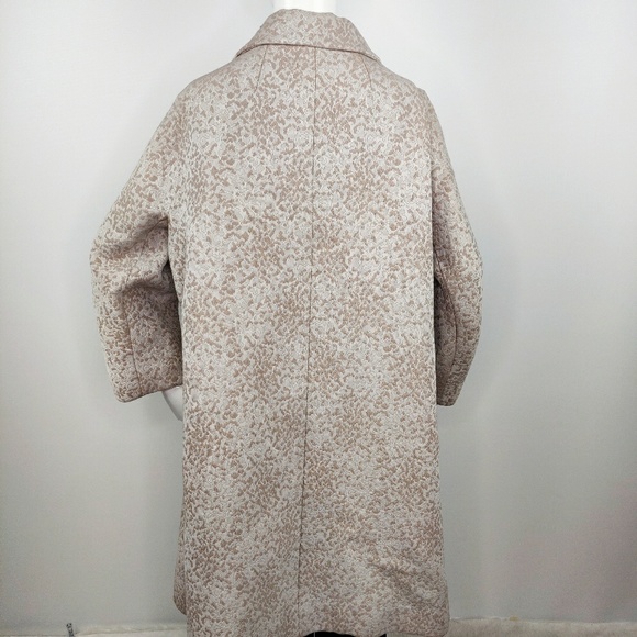 Vintage 60s Double Breasted Taupe Brocade Coat M - Picture 6 of 8